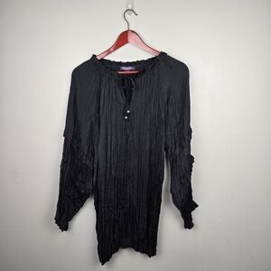 ROAMAN'S Silky Long Sleeve Blouse Black Women Plus Size 24W Dressy Casual Office